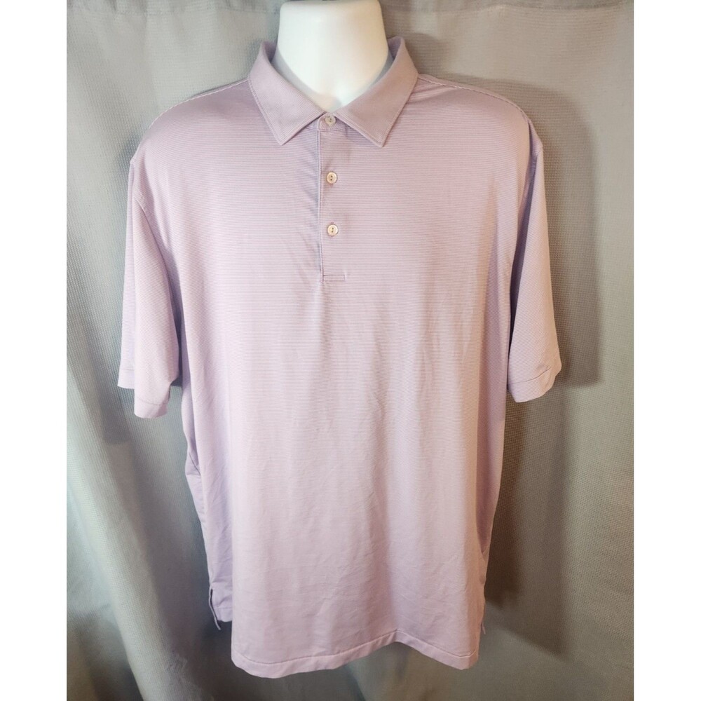 Peter Millar Summer Comfort Purple Striped Mens Performance Golf Shirt Size XL